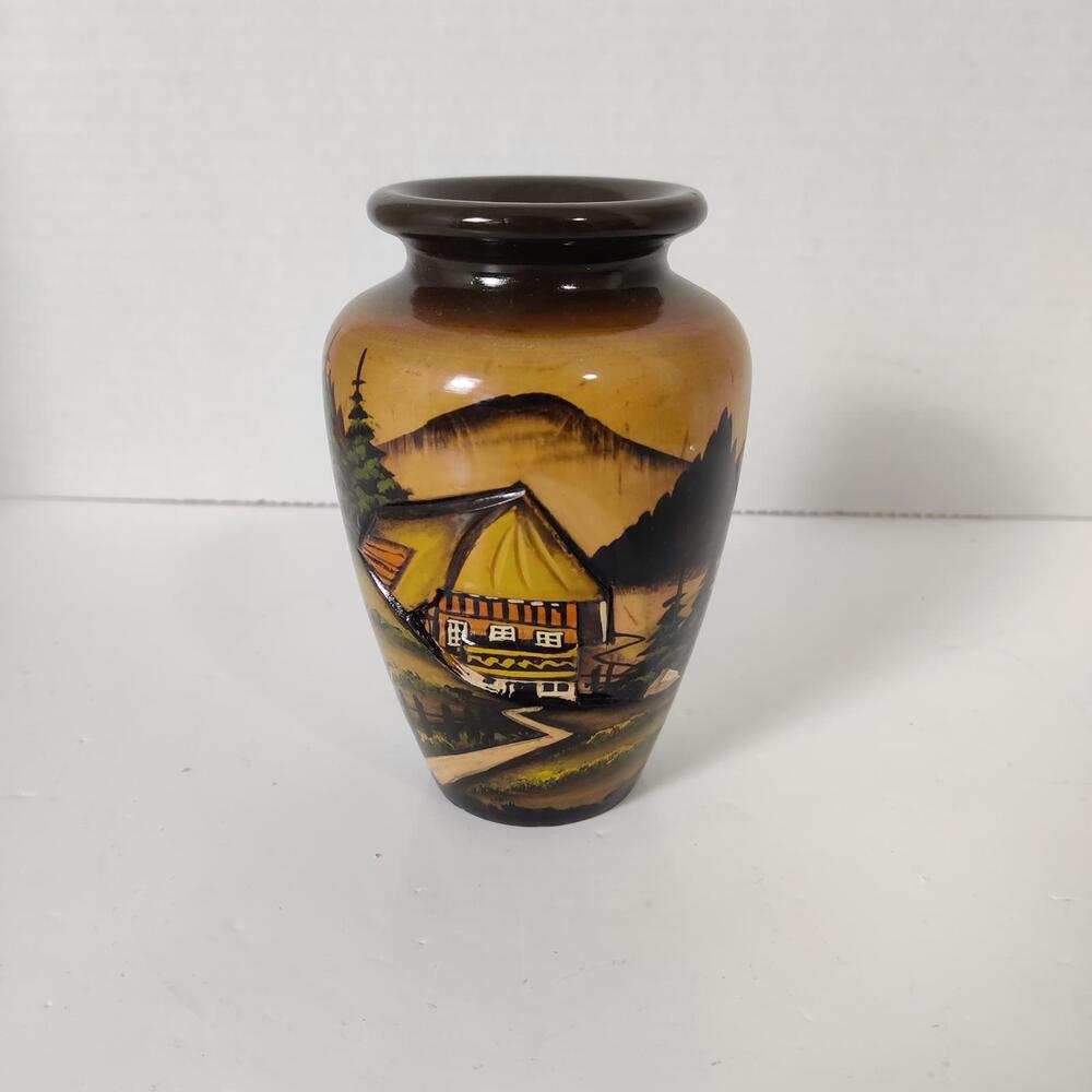 Vintage Haus Arbeit Black Forest German Wooden 3D Vase Wanderlust Gift Handmade